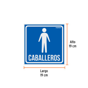 Letrero de señalización 'CABALLEROS', 19 x 19 cm, TRUPER - Imagen 3
