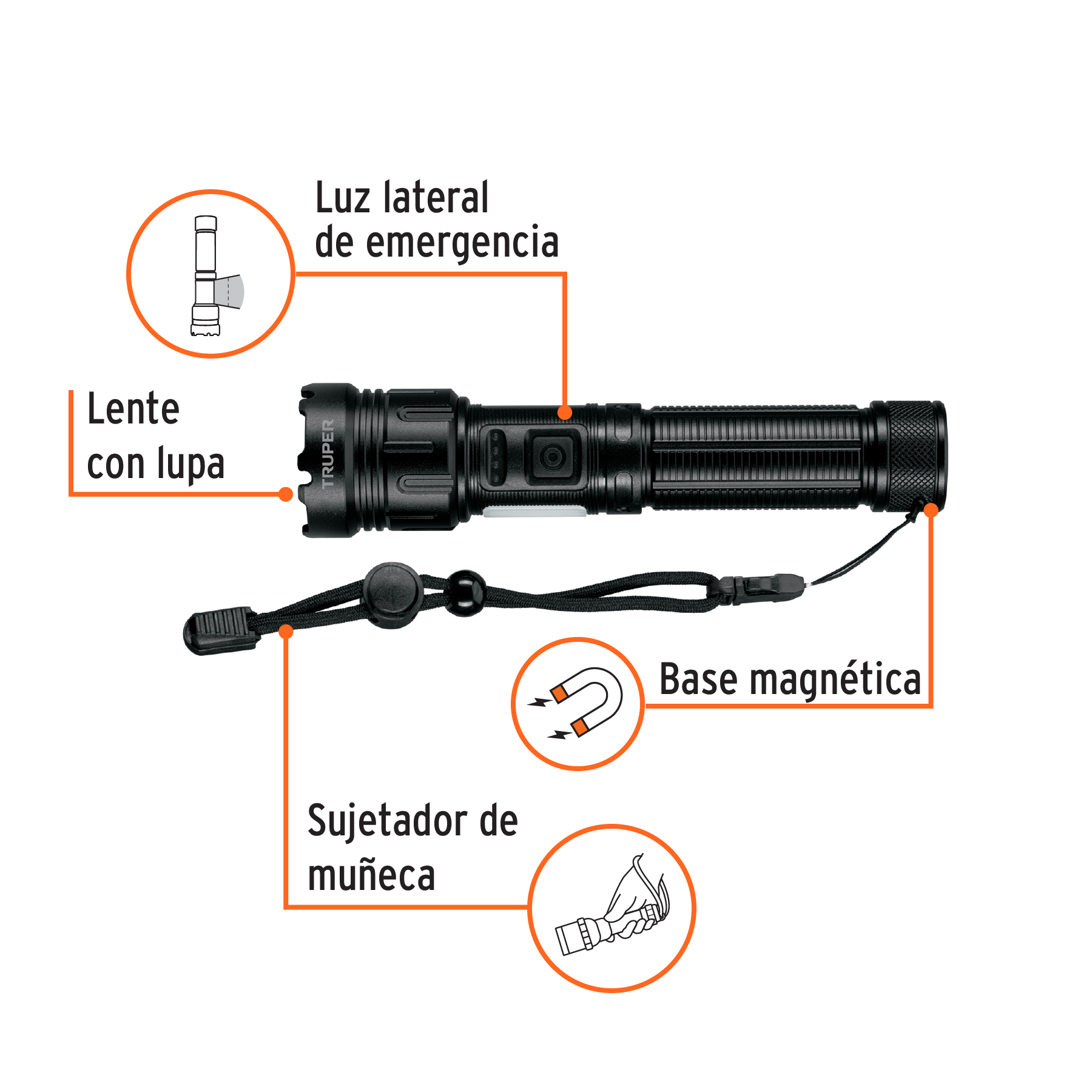 Linterna LED recargable c/luz de emergencia, 410 lm, TRUPER - Imagen 3