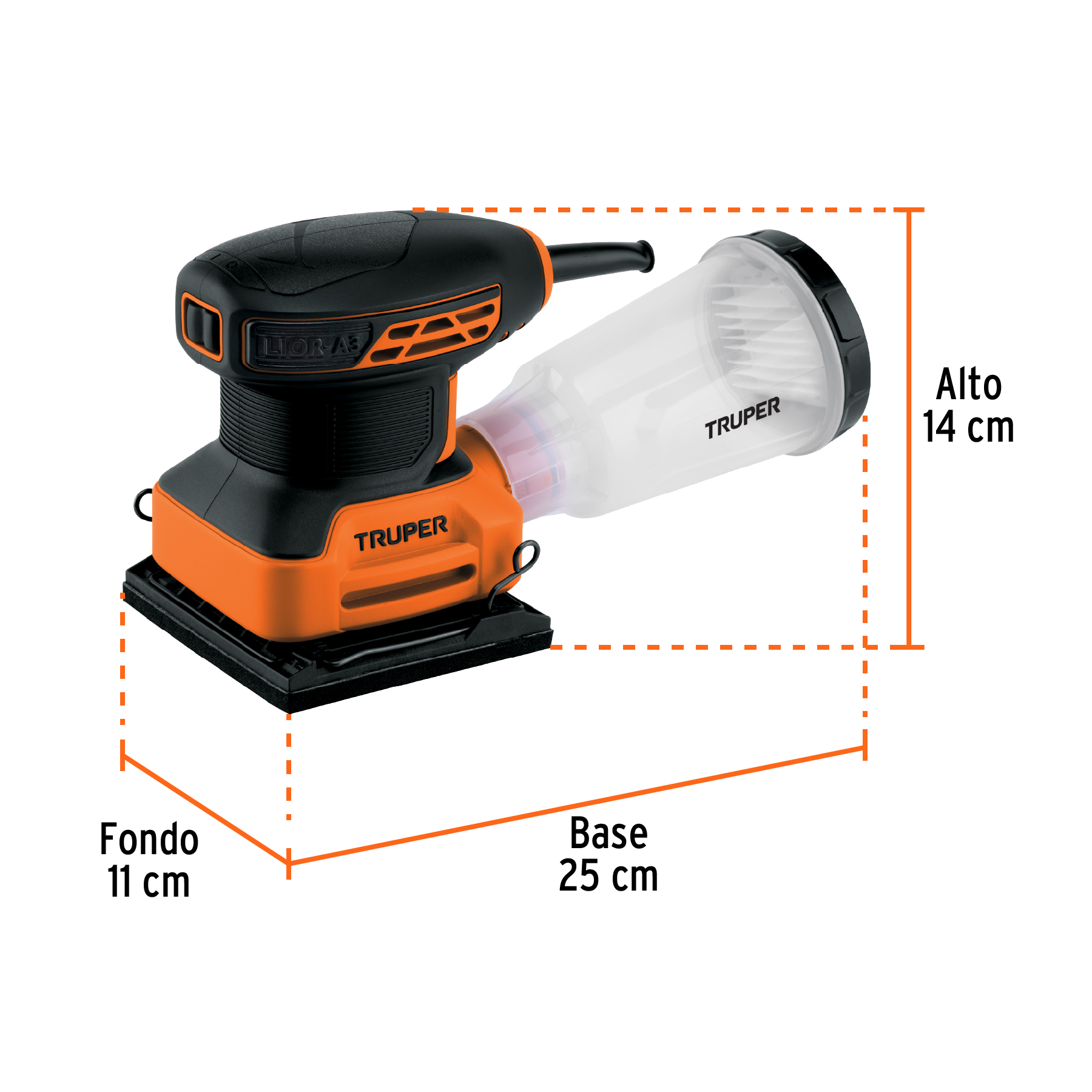 Lijadora orbital 1/4 hoja, 240W, TRUPER PRO - Imagen 4