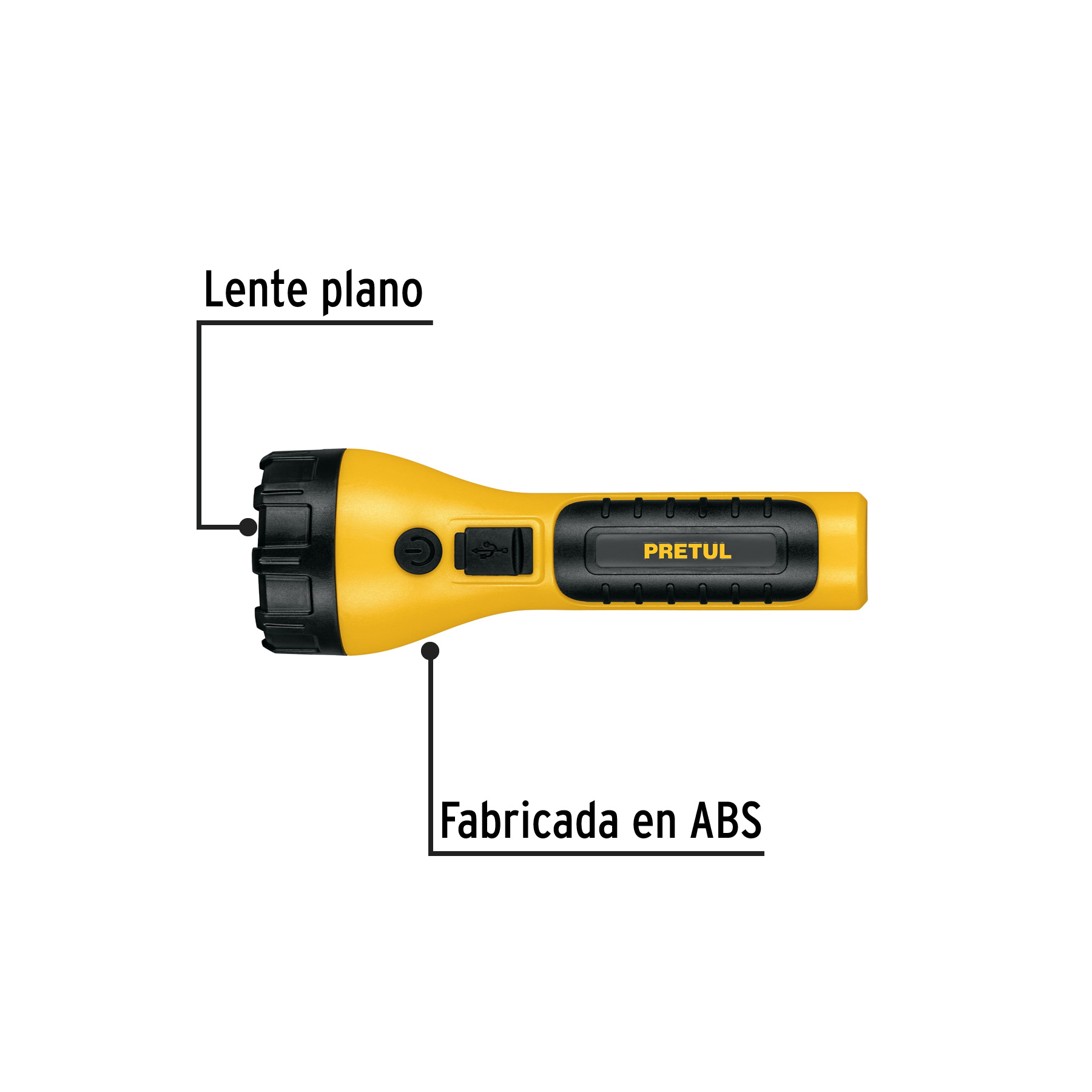 Linterna plástica de LED, 180 lm, recargable, PRETUL - Imagen 3