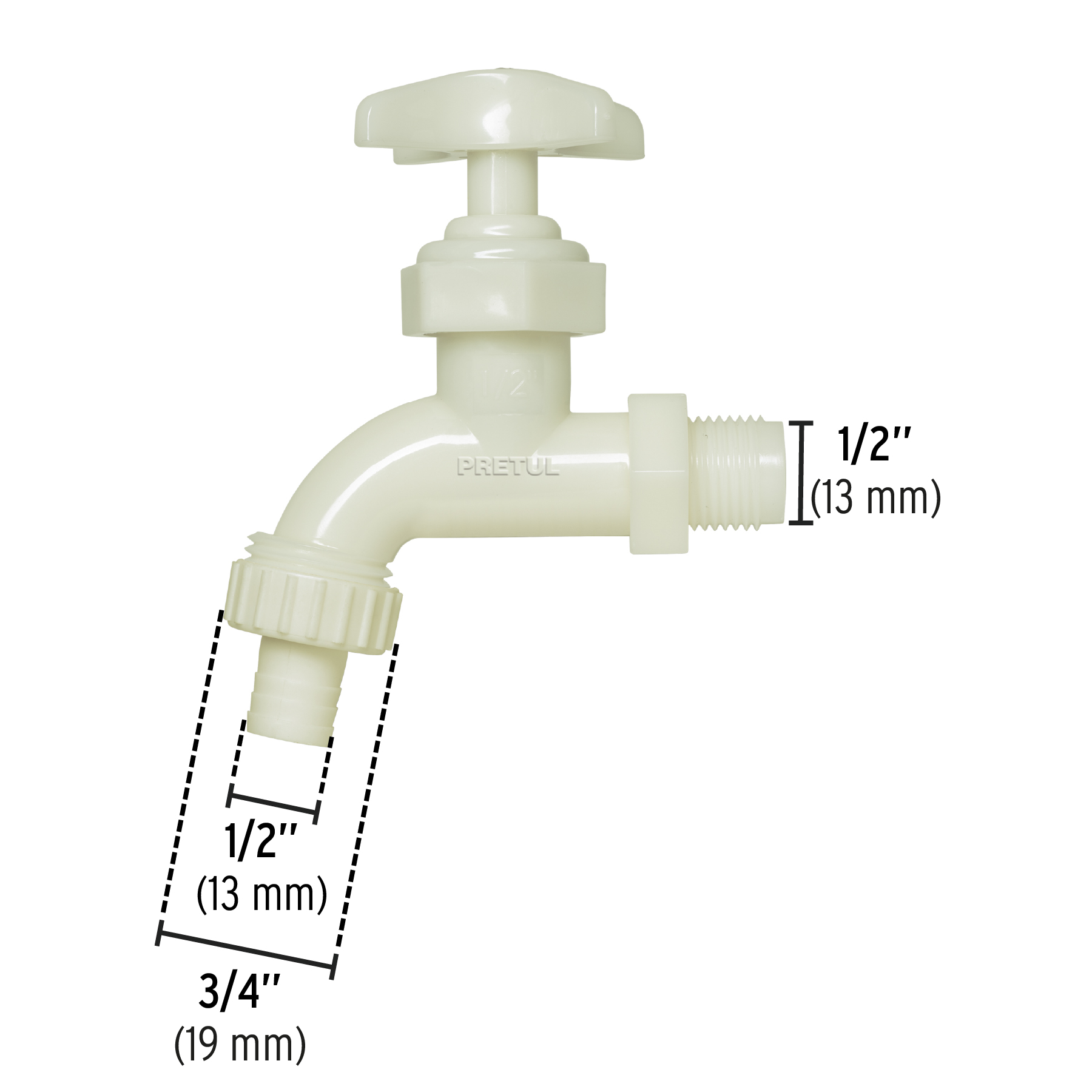 Llave p/manguera, de plástico 65g,1/2', granel, PRETUL - Imagen 4