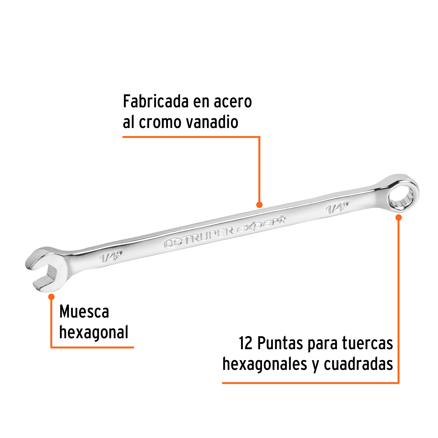 Llave combinada extralarga 1/4' x 125 mm de largo, EXPERT - Imagen 3