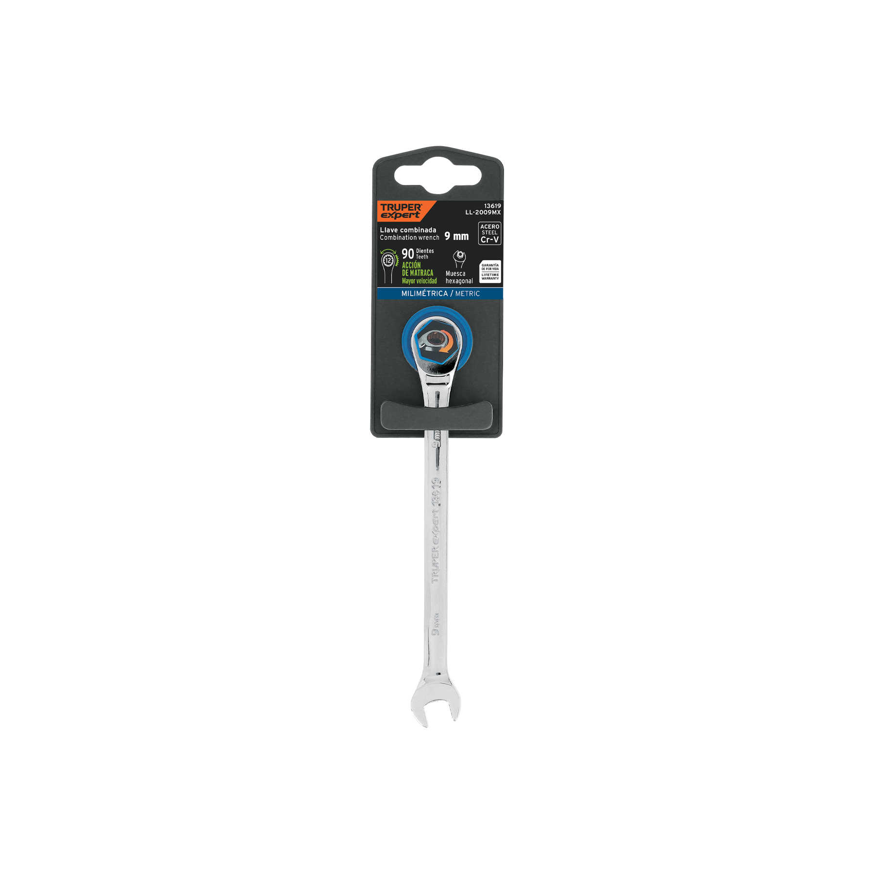 Llave combinada con matraca 9 mm x 146 mm largo, EXPERT - Imagen 4