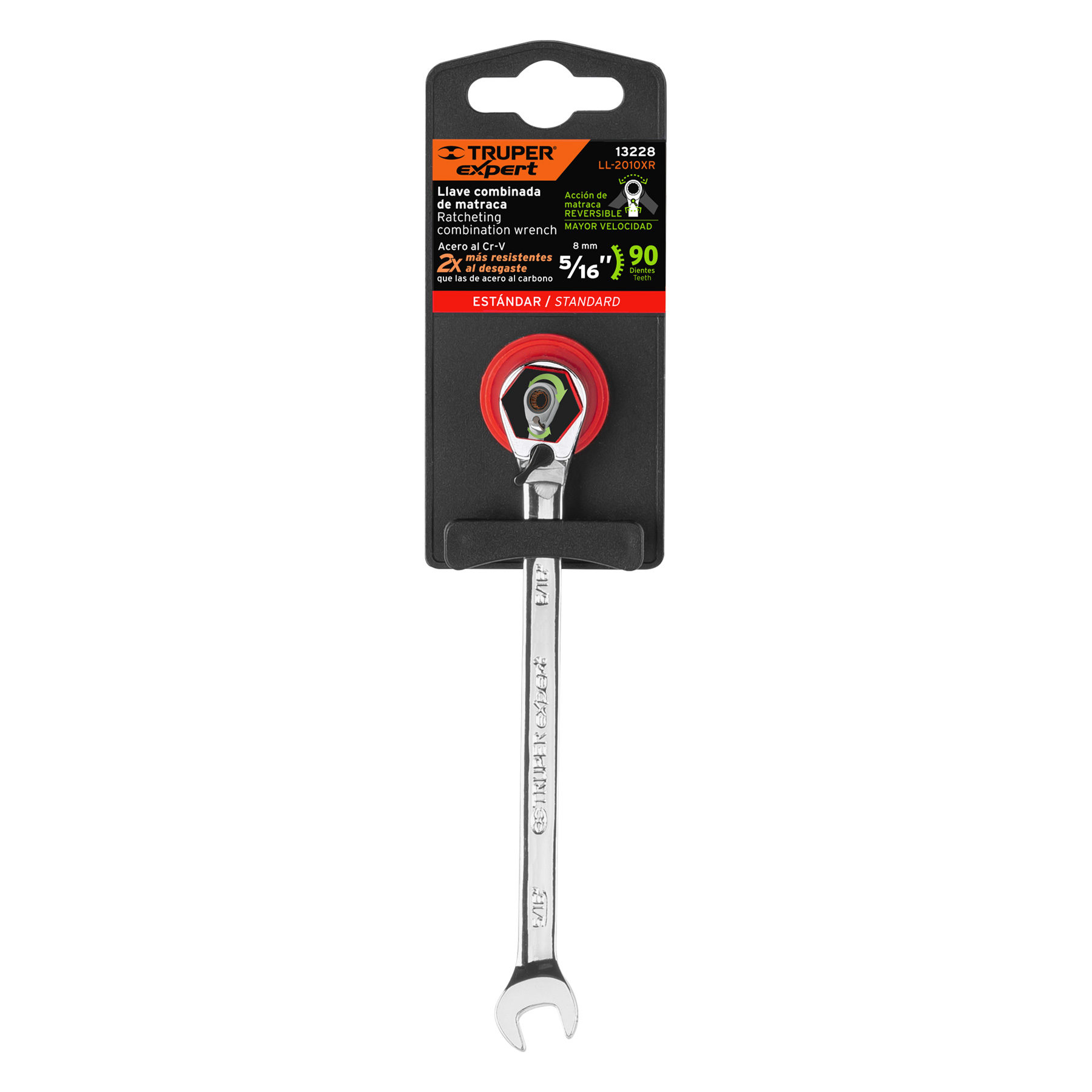 Llave combinada matraca reversible 5/16'x138 mm largo,EXPERT - Imagen 5