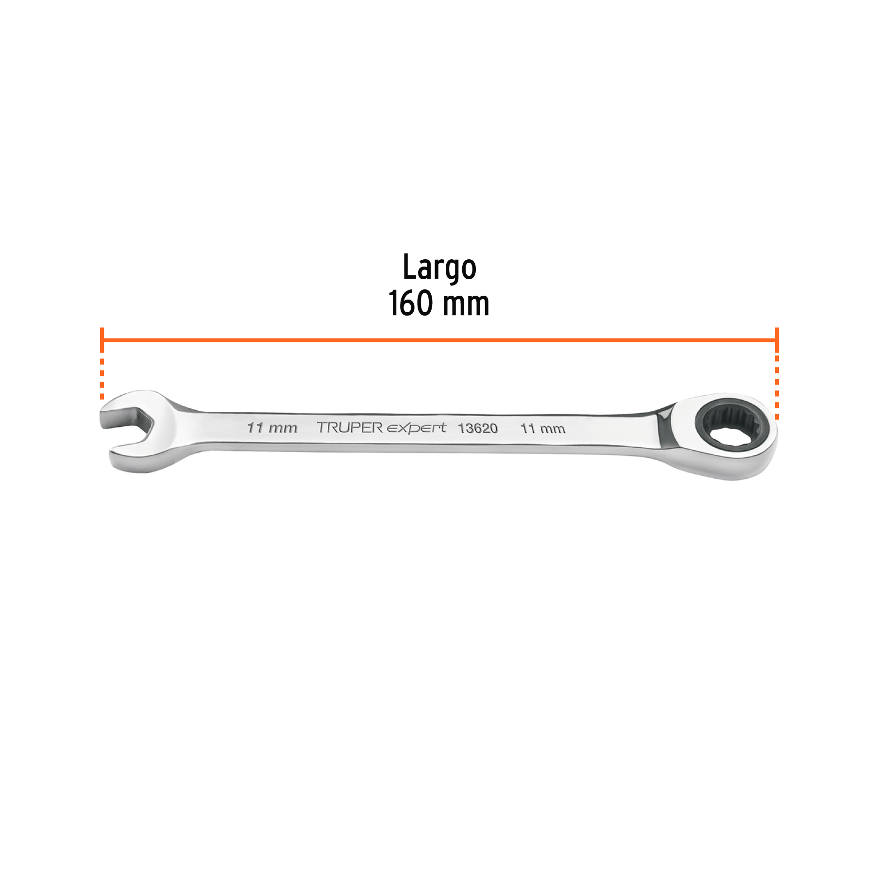 Llave combinada con matraca 11mm x 160 mm largo, EXPERT - Imagen 4