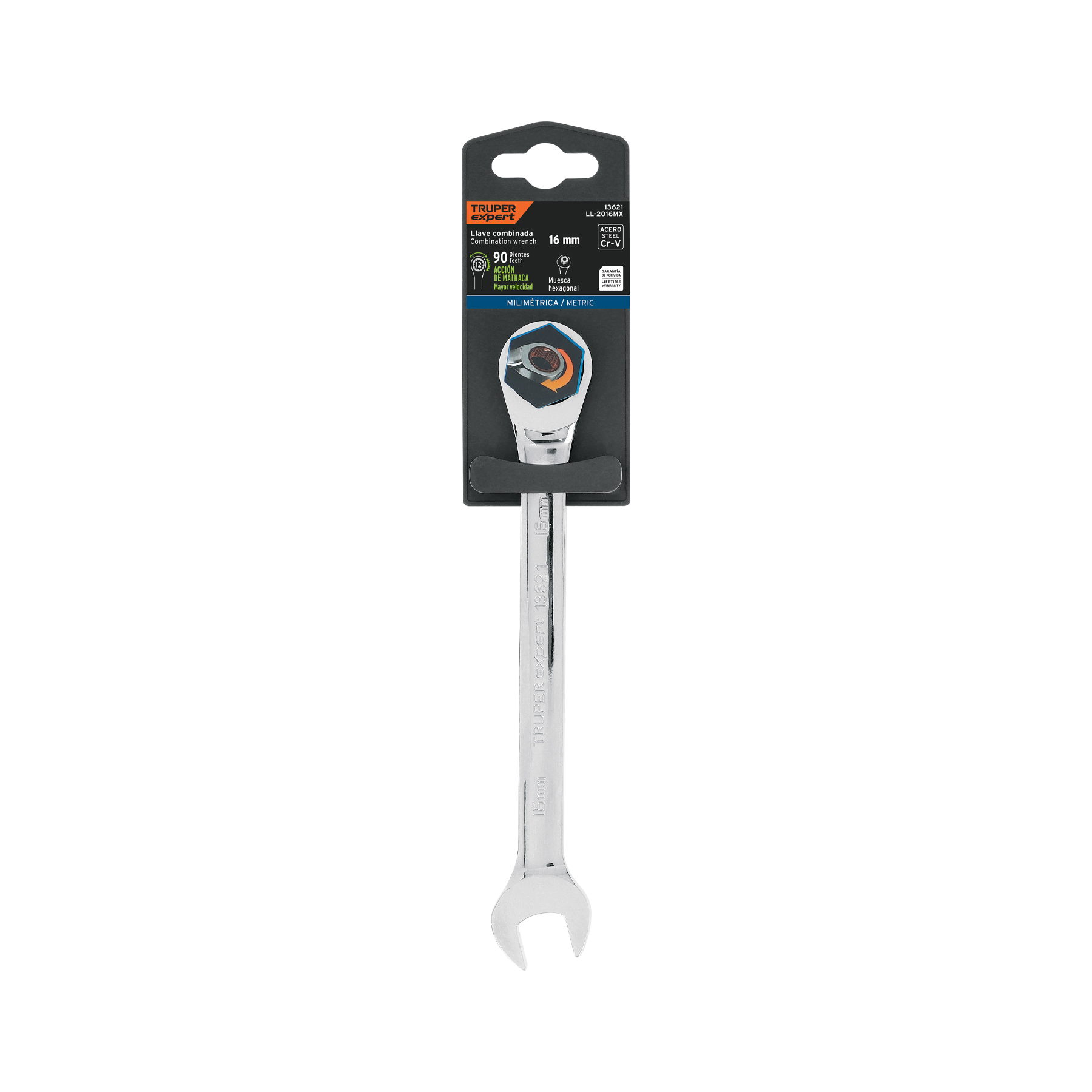 Llave combinada con matraca 16 mm x 202 mm largo, EXPERT - Imagen 3