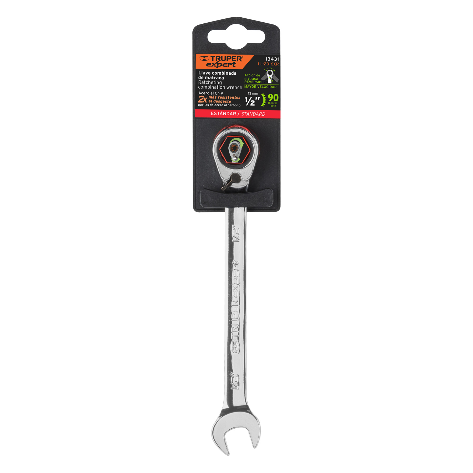 Llave combinada matraca reversible 1/2'x178 mm largo, EXPERT - Imagen 5