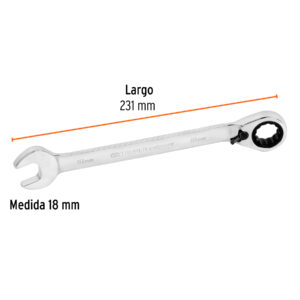 Llave combinada matraca reversible 18mmx231 mm largo, EXPERT - Imagen 4