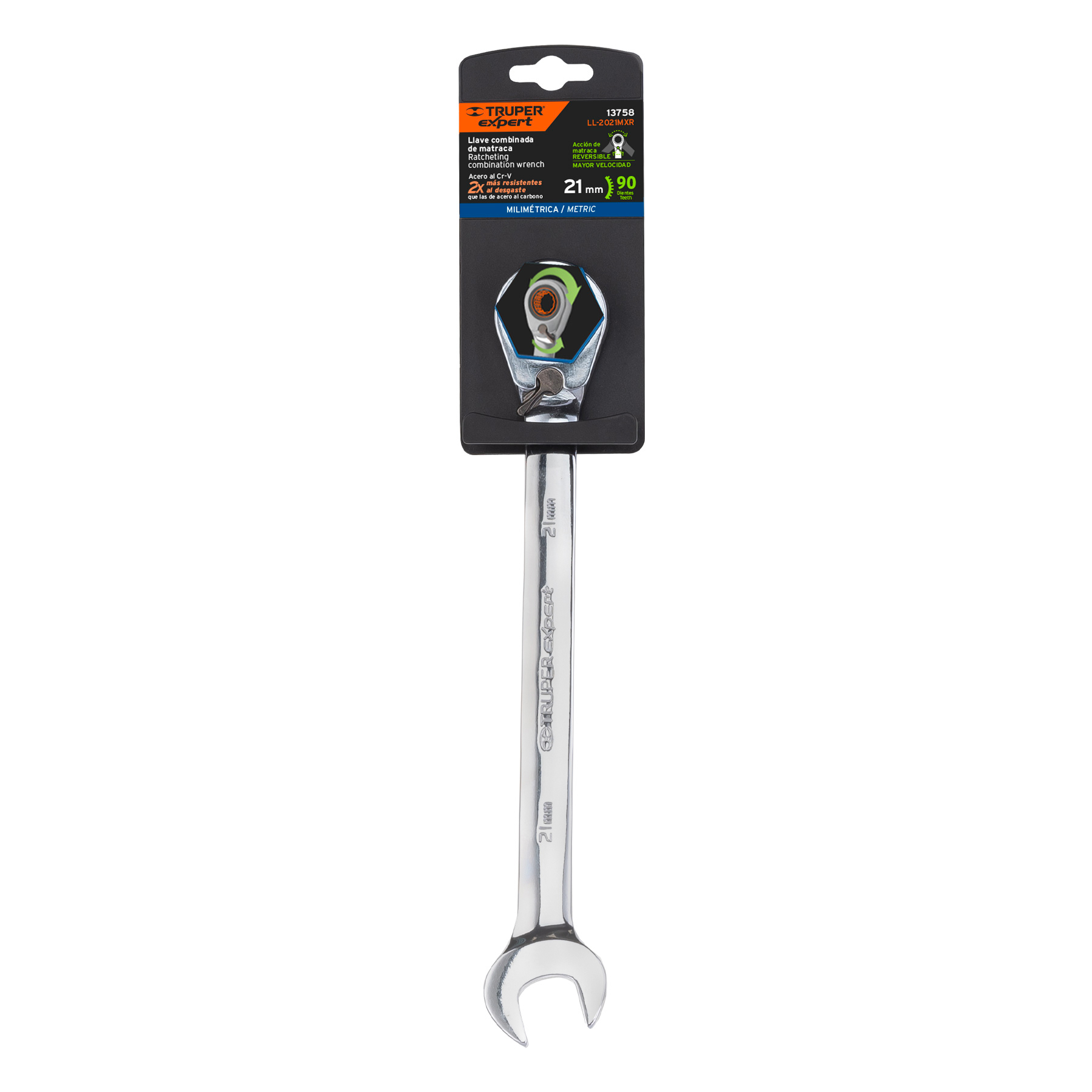 Llave combinada matraca reversible 21mmx288 mm largo, EXPERT - Imagen 5
