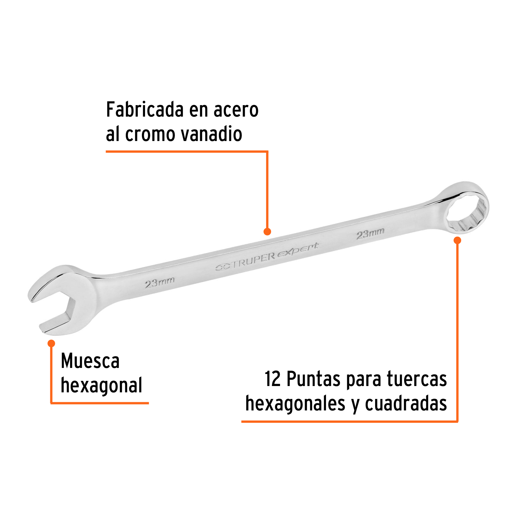 Llave combinada extralarga 23 mm x 316 mm de largo, EXPERT - Imagen 3