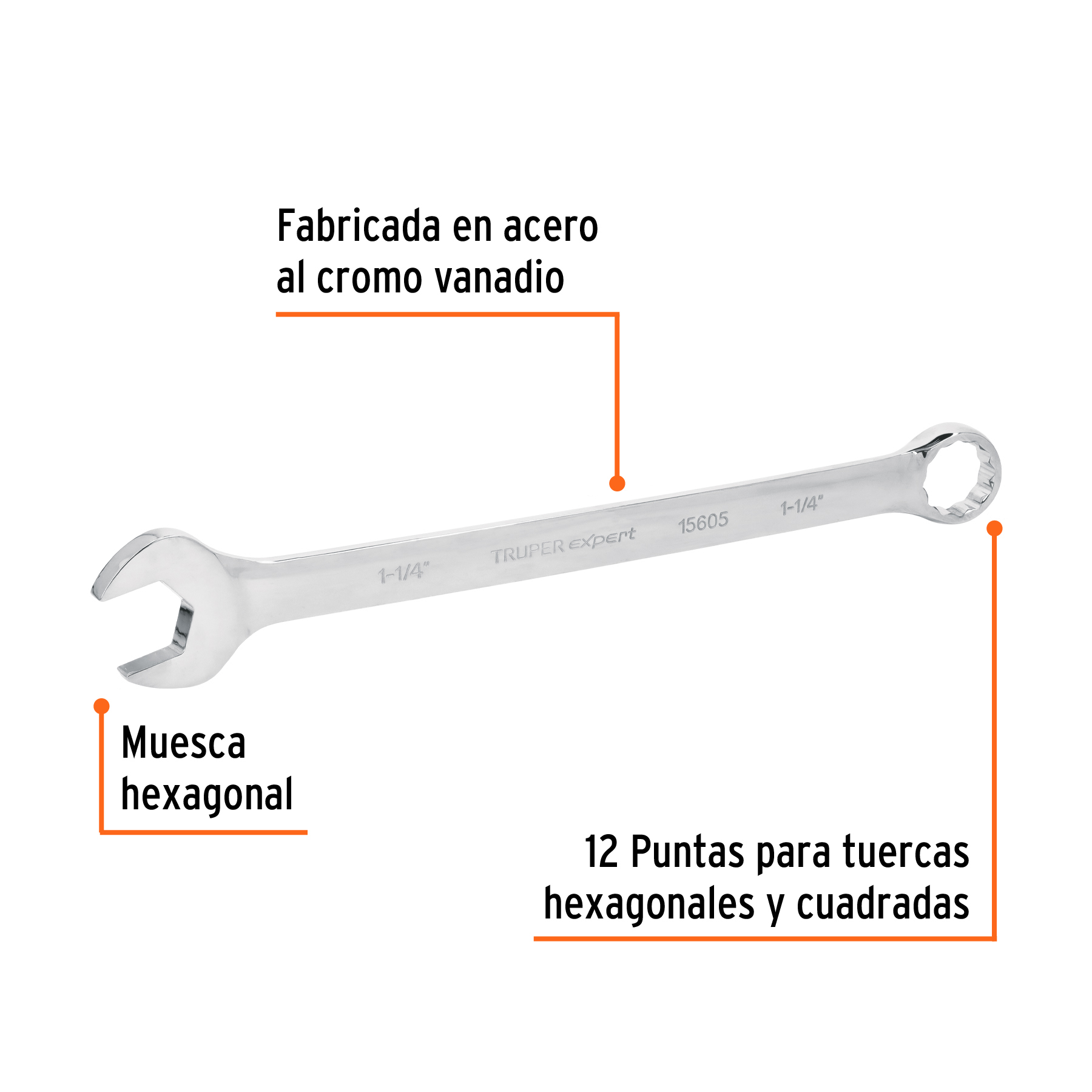Llave combinada extralarga 1-1/4' x 428 mm de largo, EXPERT - Imagen 3