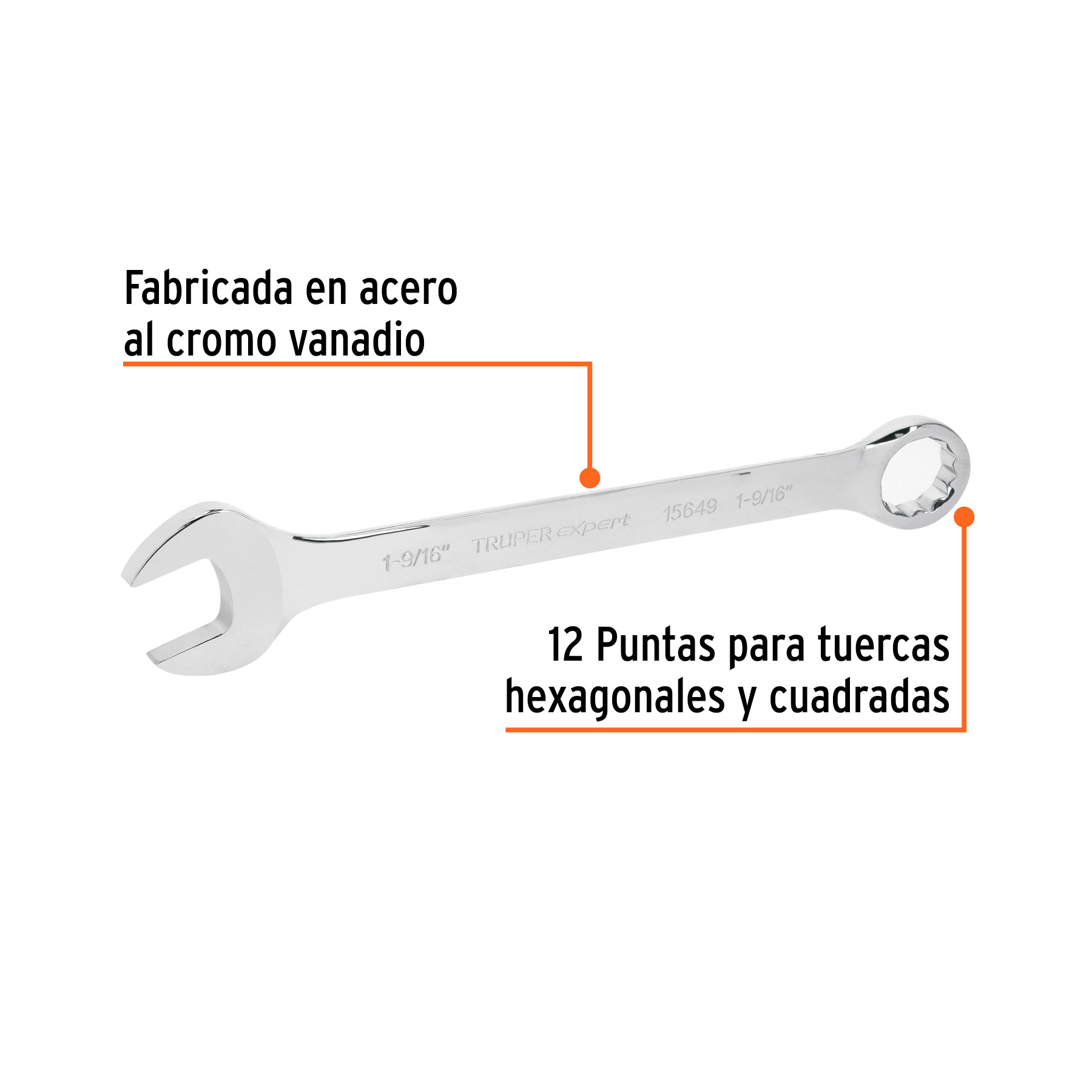 Llave combinada extralarga 1-9/16' x 483 mm de largo, EXPERT - Imagen 3