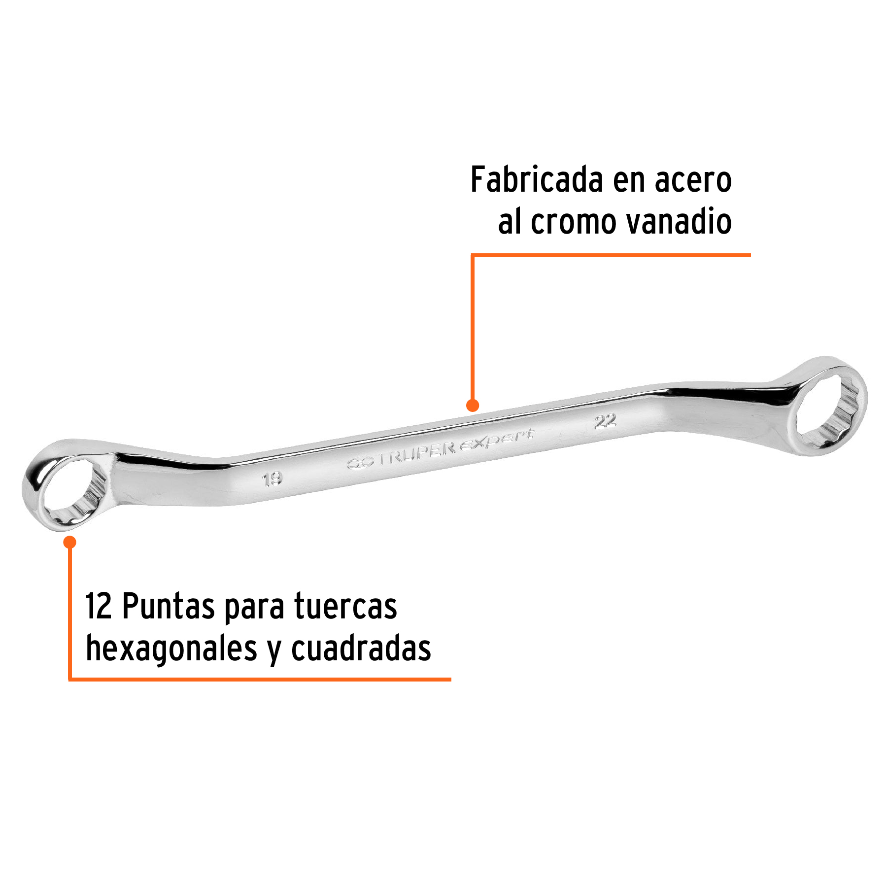 Llave de estrías 19 x 22 x 291 mm largo, TRUPER EXPERT - Imagen 3