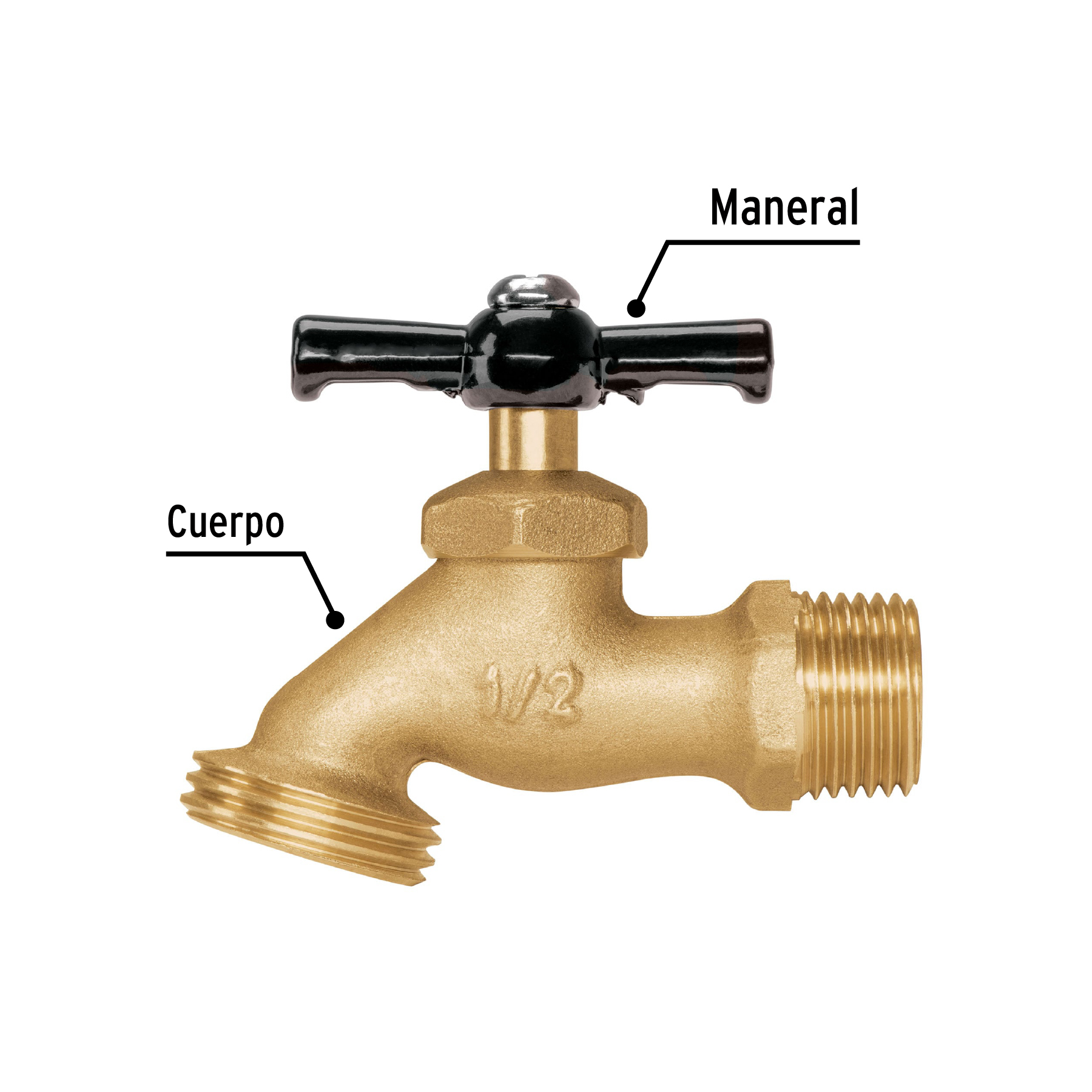 Llave p/manguera, de latón 100g, 1/2', blíster, PRETUL - Imagen 4