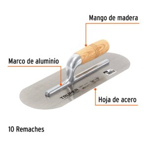 Llana 14' canto redondo, 10 remaches, mango madera, TRUPER - Imagen 3