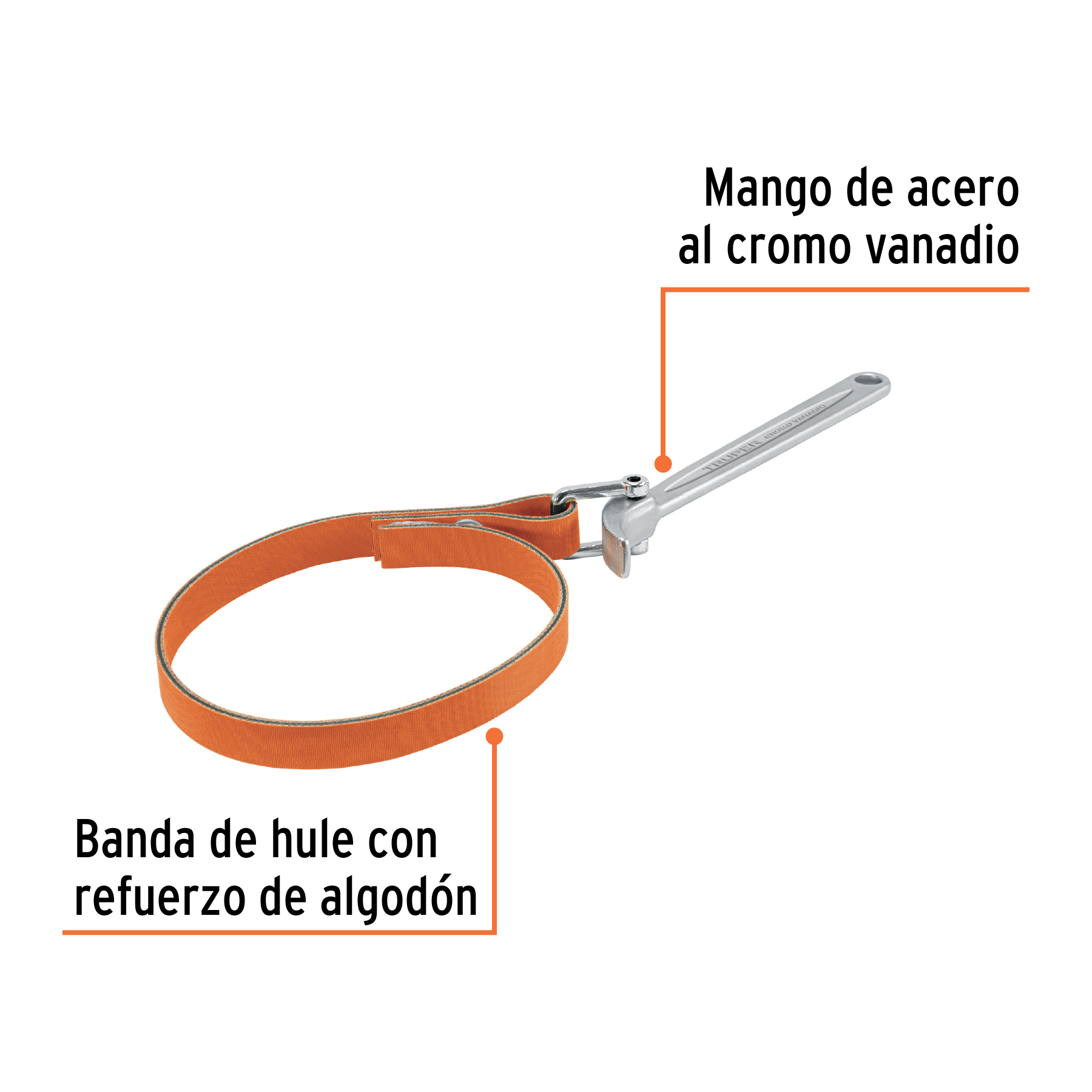 Llave de banda de hule 1-1/2' a 6-1/2' para filtro de aceite - Imagen 4