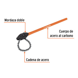 Llave de cadena tipo caimán uso pesado, mango de 28', TRUPER - Imagen 4