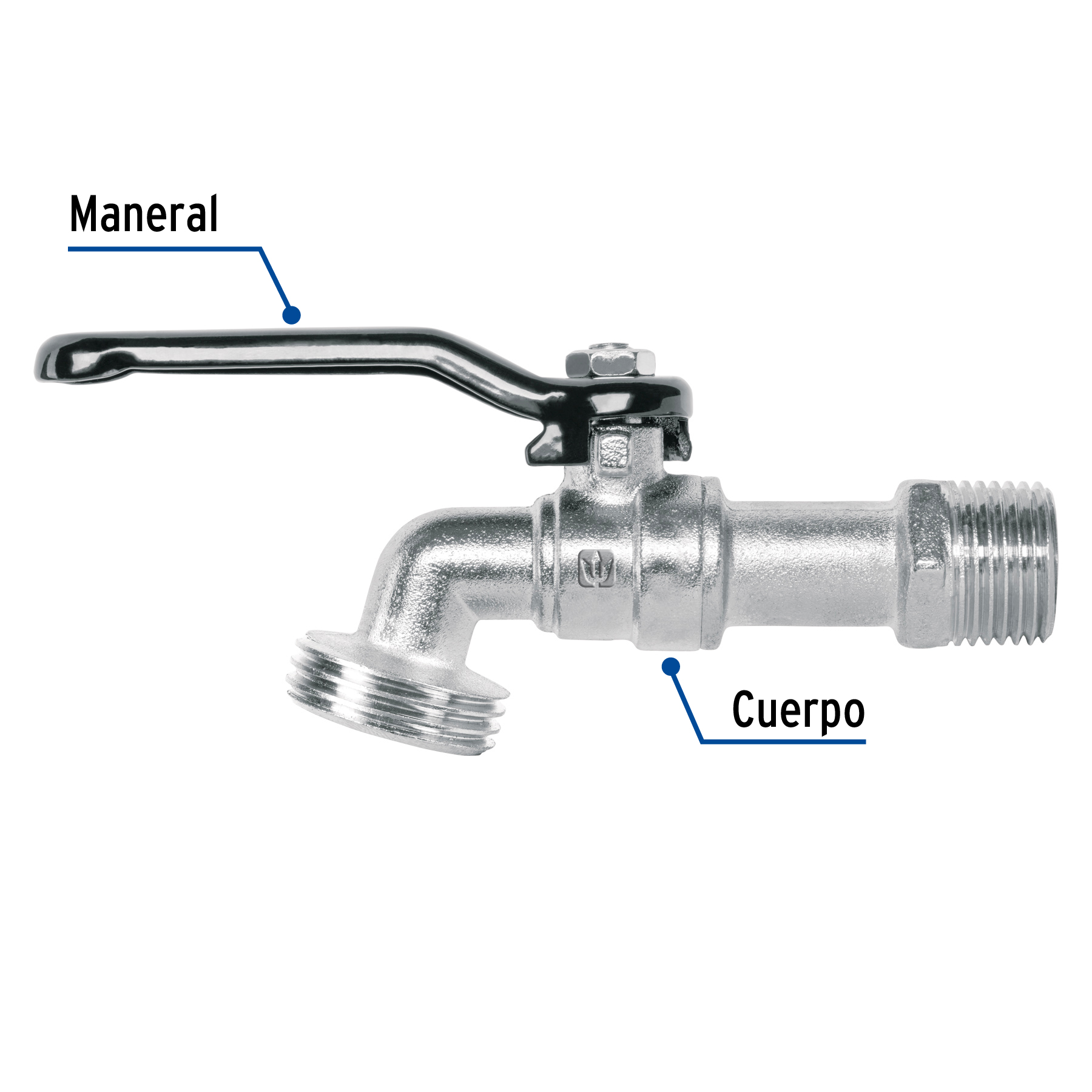 Llave de esfera de zinc 1/2', 110 g, s/adaptador, BASIC - Imagen 3