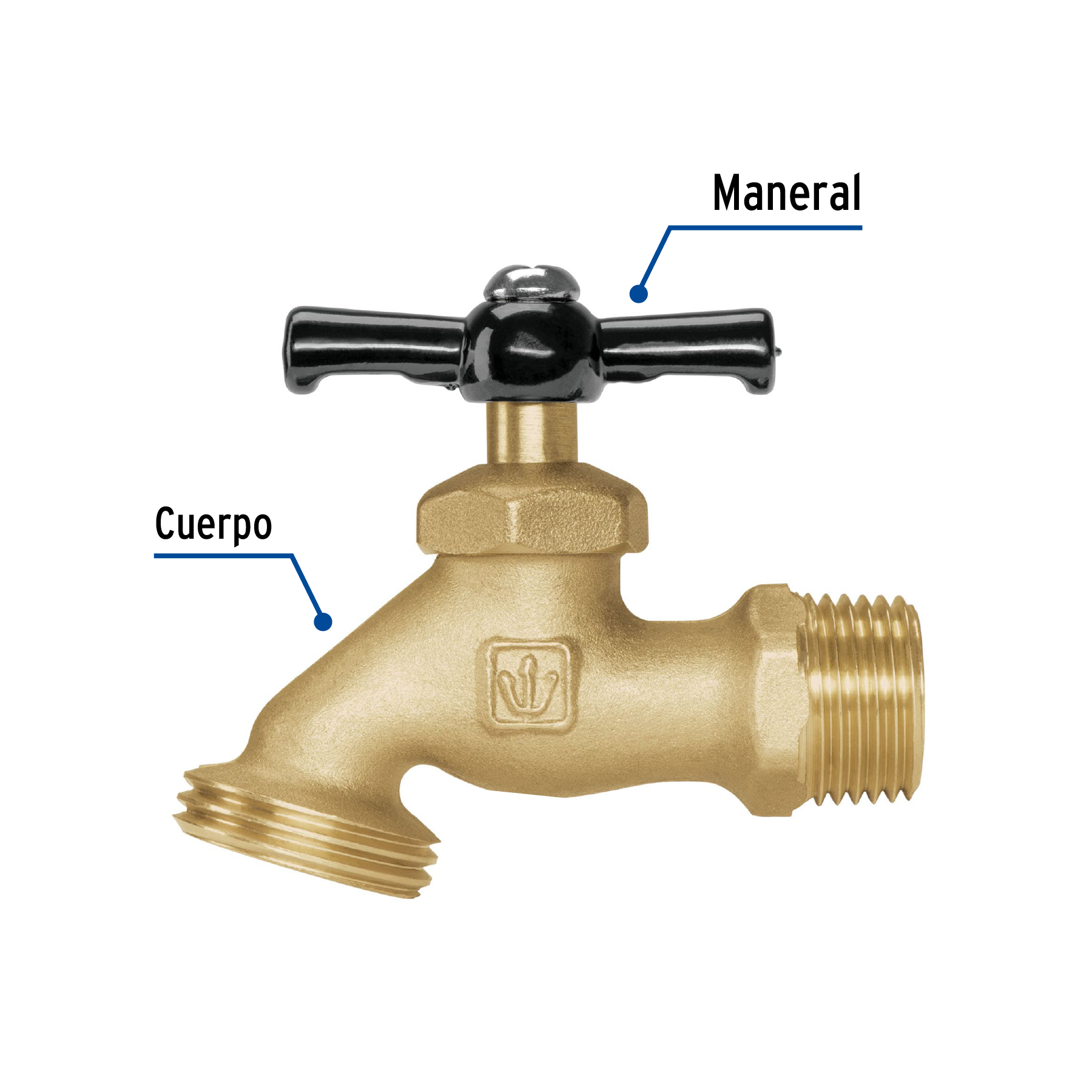 Llave p/manguera, de latón, 100g, 1/2', blíster, BASIC - Imagen 3
