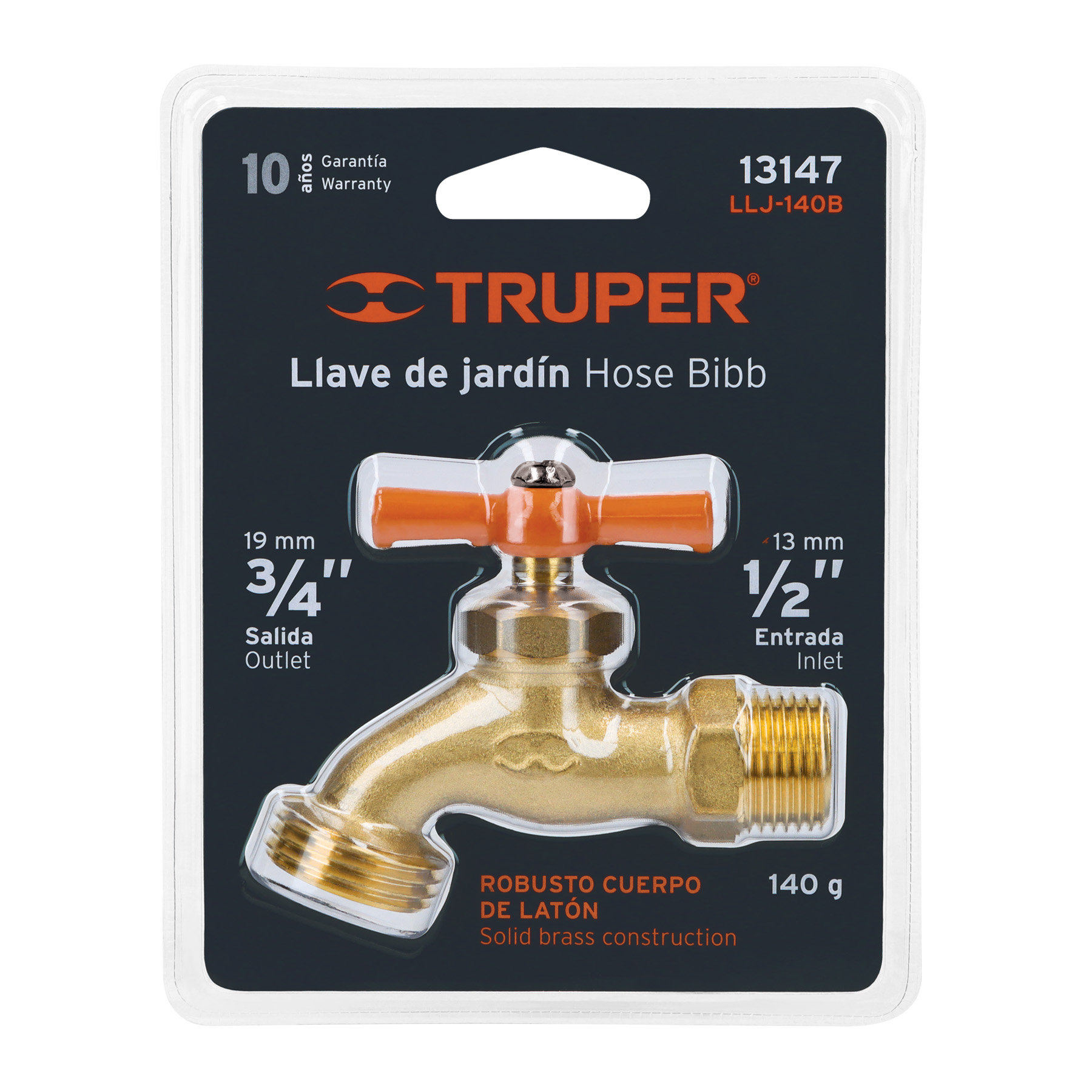 Llave p/manguera, de latón 140g, 1/2', blíster, TRUPER