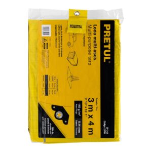 Lona de polietileno 3 x 4 m, amarilla, 110 g/m2, PRETUL - Imagen 4