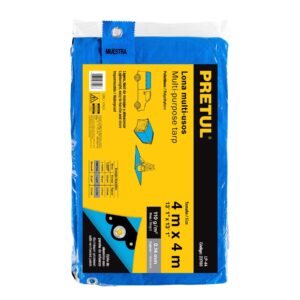 Lona de polietileno 4 x 4 m, azul, 110 g/m2, PRETUL - Imagen 4