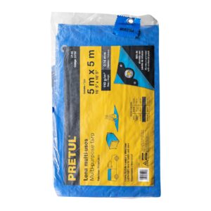 Lona de polietileno 5 x 5 m, azul, 110 g/m2, PRETUL - Imagen 4
