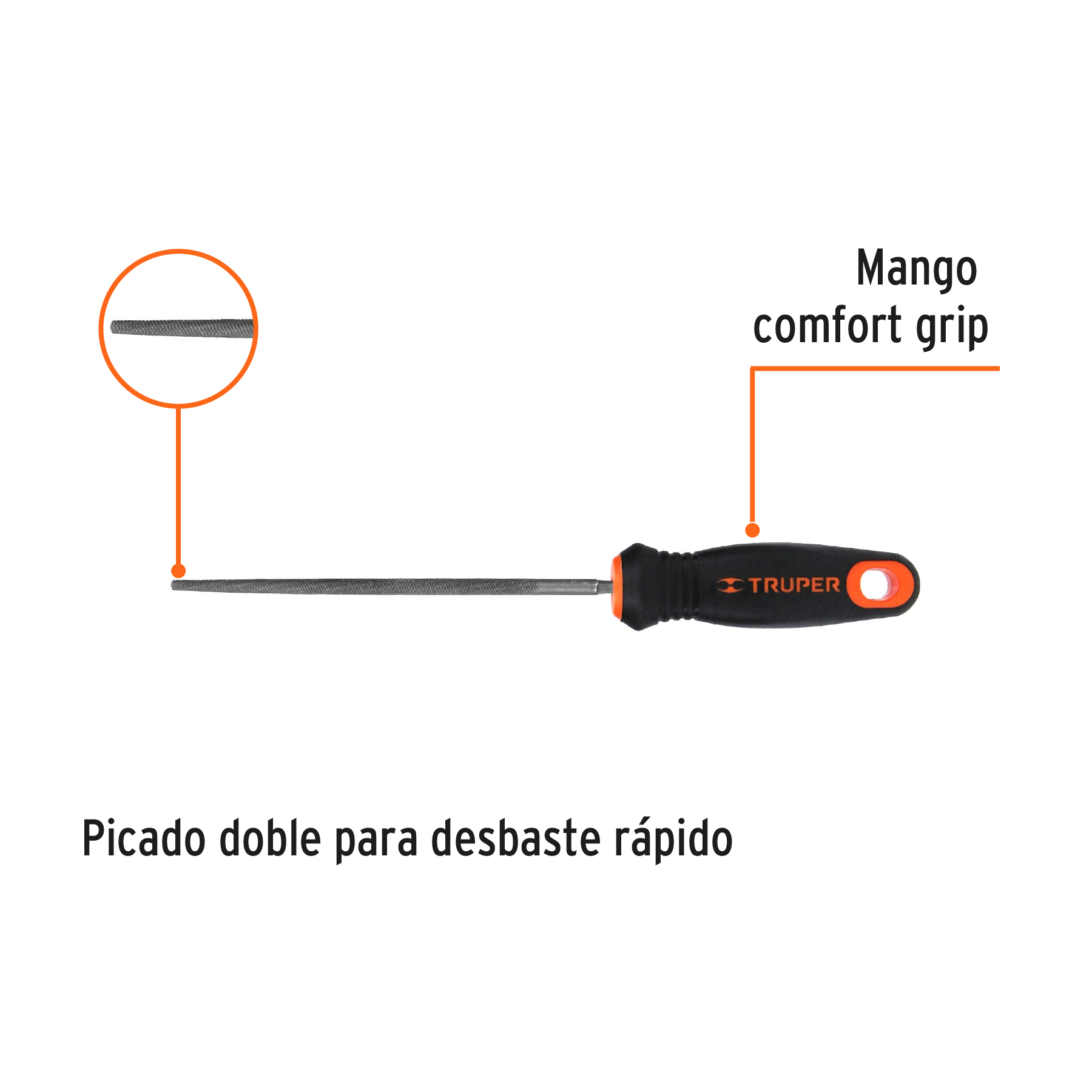 Lima redonda bastarda 6' con mango Comfort Grip, TRUPER - Imagen 3