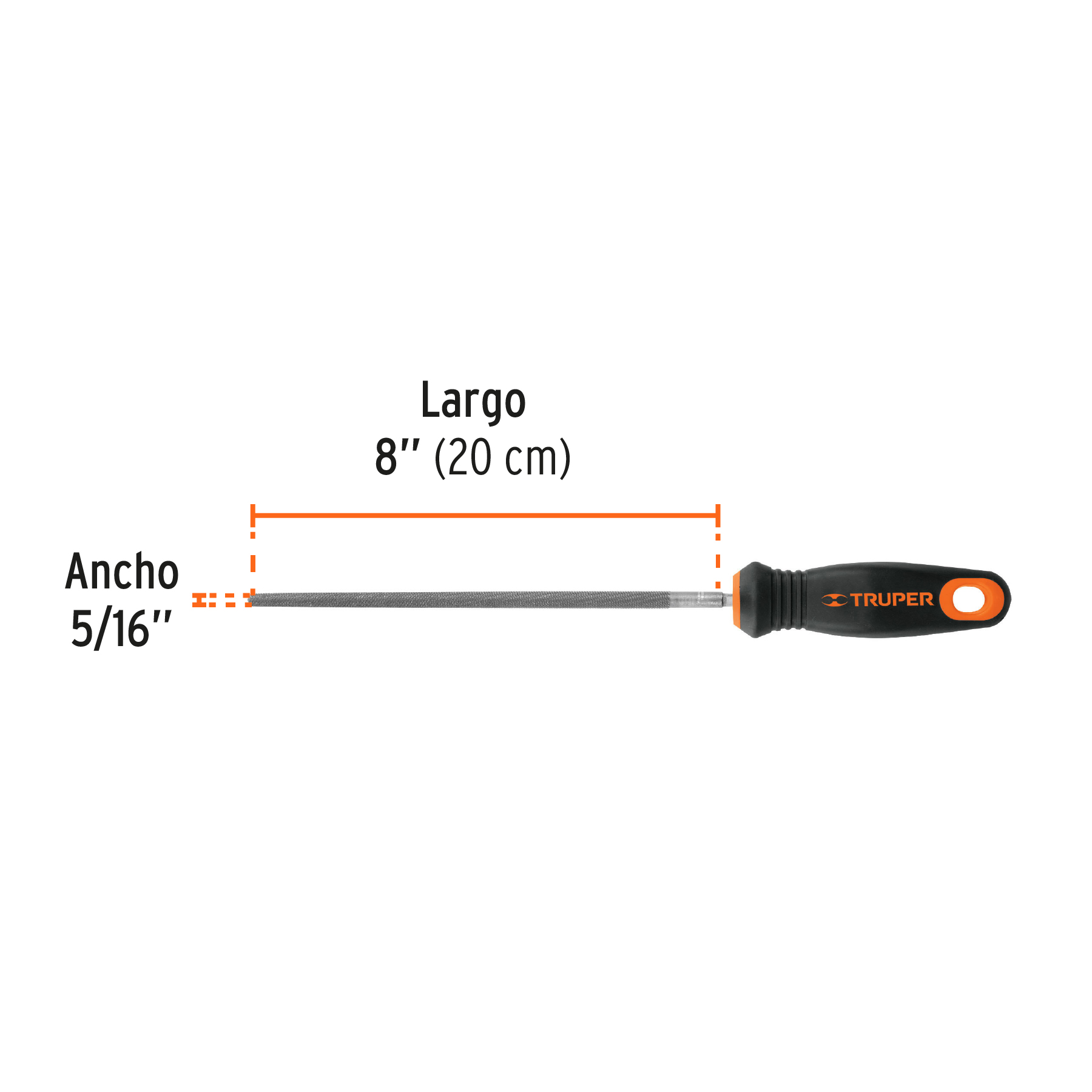 Lima redonda bastarda 8' con mango Comfort Grip, TRUPER - Imagen 4