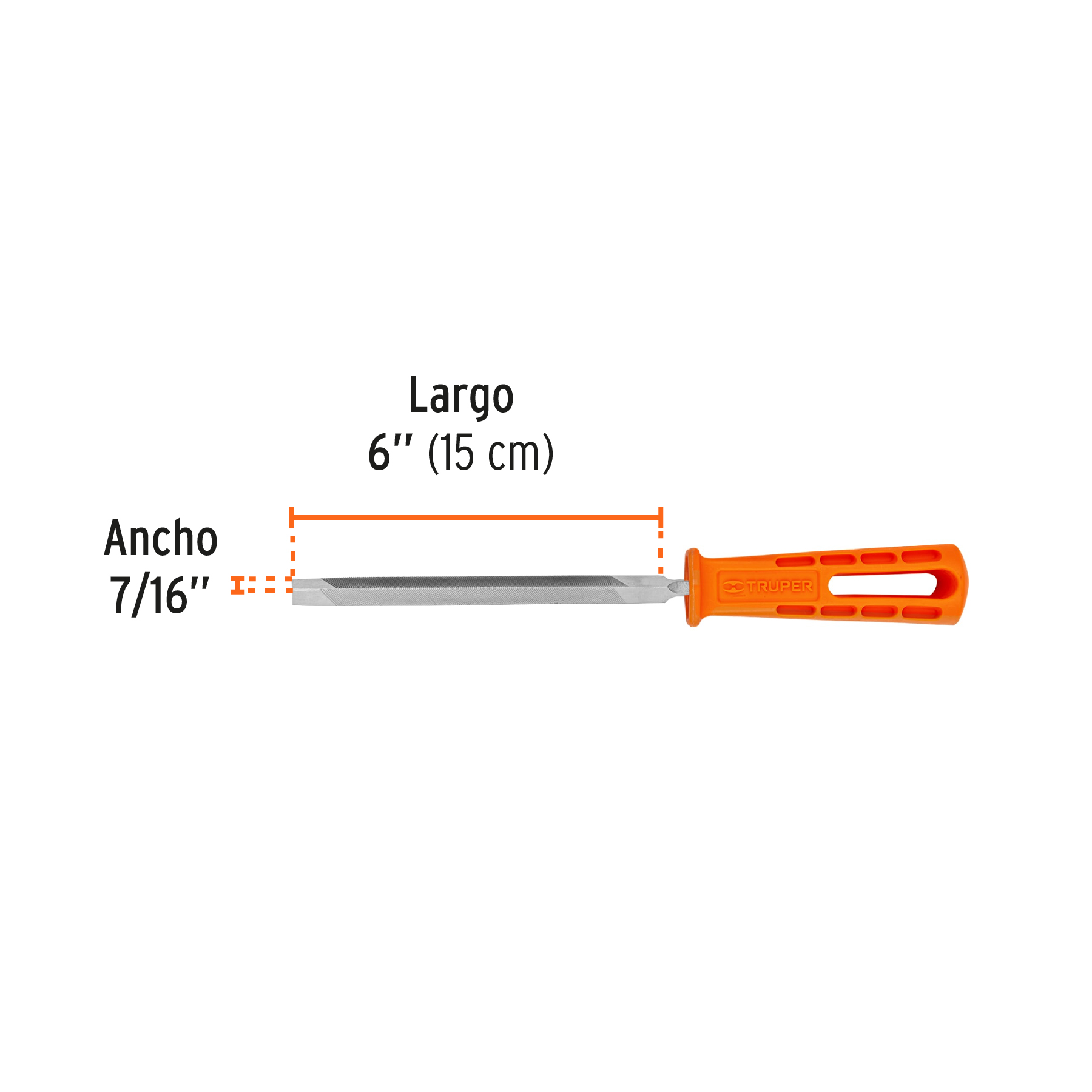 Lima triángulo pesado 6', 34 dpp, con mango, TRUPER - Imagen 4