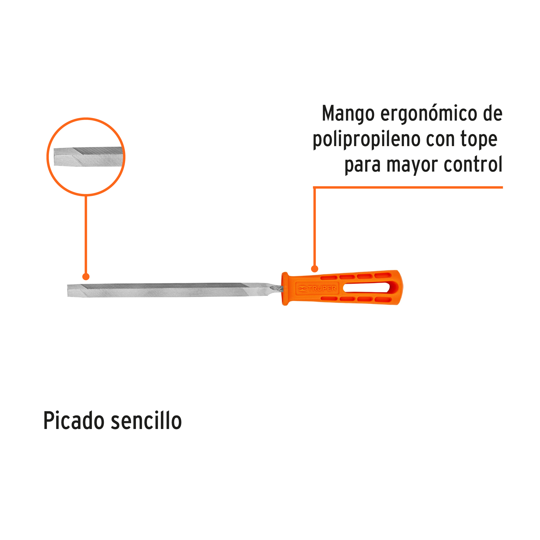 Lima triángulo pesado 7', 34 dpp, con mango, TRUPER - Imagen 3