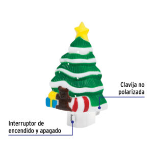 Luz de noche con lámpara E12, pino de navidad, VOLTECK - Imagen 3