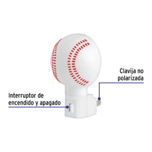 Luz de noche con lámpara E12, pelota de béisbol, VOLTECK - Imagen 3