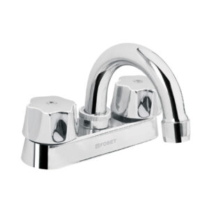 Mezcladora 4' para lavabo, cuello curvo, cartucho compresión