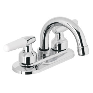 Mezcladora 4' para lavabo, cuello curvo, manerales cono - Imagen 2