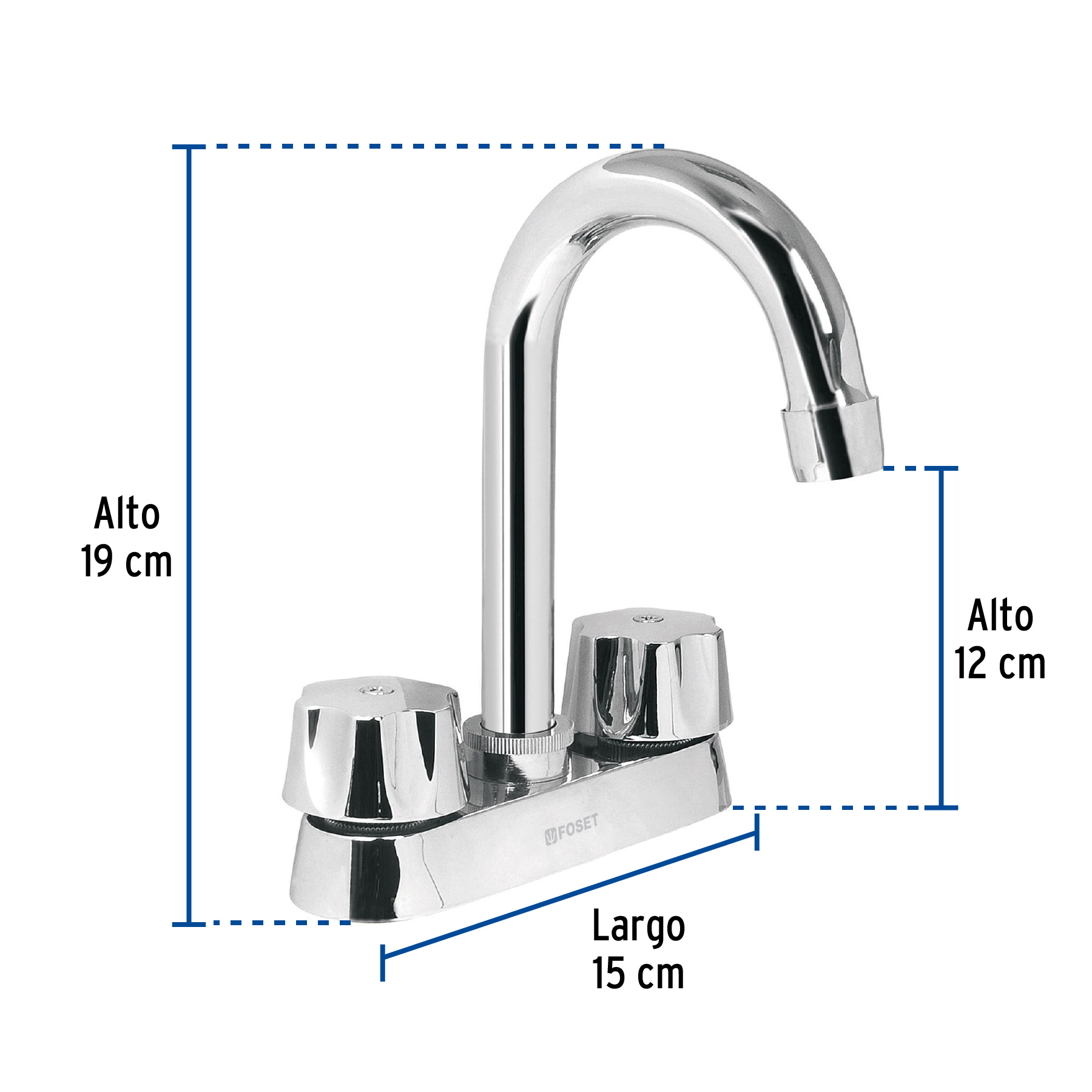 Mezcladora 4' para lavabo, cuello bar, cartucho cerámico - Imagen 5