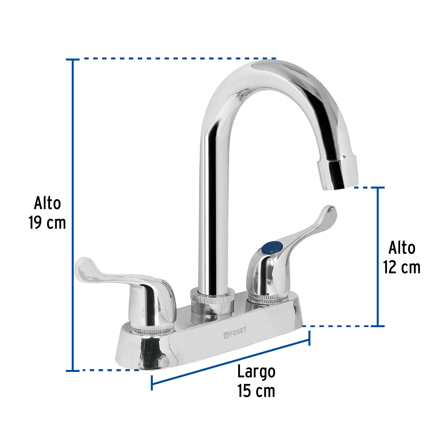Mezcladora 4' para lavabo, cuello bar, manerales palanca - Imagen 4
