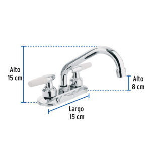 Mezcladora 4' para lavabo, cuello tubular, manerales cono - Imagen 3