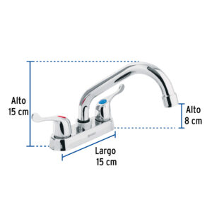 Mezcladora 4' para lavabo, tubular, manerales palanca - Imagen 3