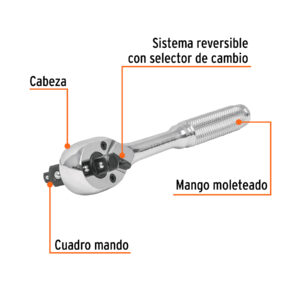 Matraca triple cuadros 1/4', 3/8' y 1/2', TRUPER - Imagen 3