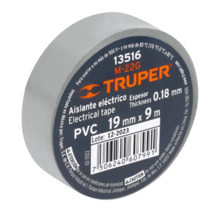 Cinta de aislar de 9 m x 19 mm, gris, TRUPER - Imagen 3