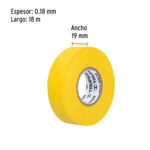 Cinta de aislar de 18 m x 19 mm, amarilla, TRUPER - Imagen 4