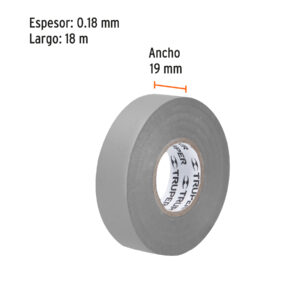 Cinta de aislar de 18 m x 19 mm, gris, TRUPER - Imagen 4