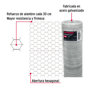 Rollo malla hexagonal cal.20, 1.5x 45m, abertura 38mm, 19kg - Imagen 3