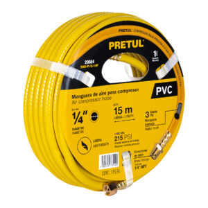Manguera para compresor, de PVC, 15m x 1/4', PRETUL