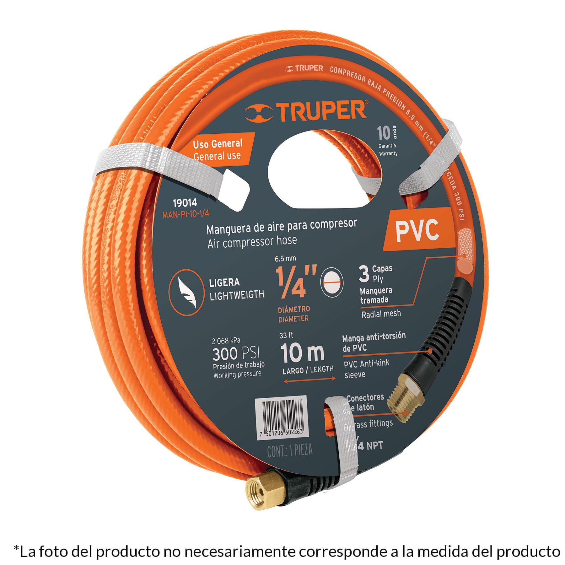 Manguera para compresor, de PVC, 15m x 3/8', TRUPER - Imagen 2