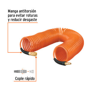 Manguera para compresor, tipo resorte, 15.2 m x 1/4', TRUPER - Imagen 3
