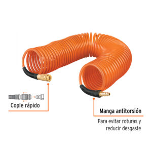 Manguera para compresor, tipo resorte, 7.6 m x 1/4', TRUPER - Imagen 3