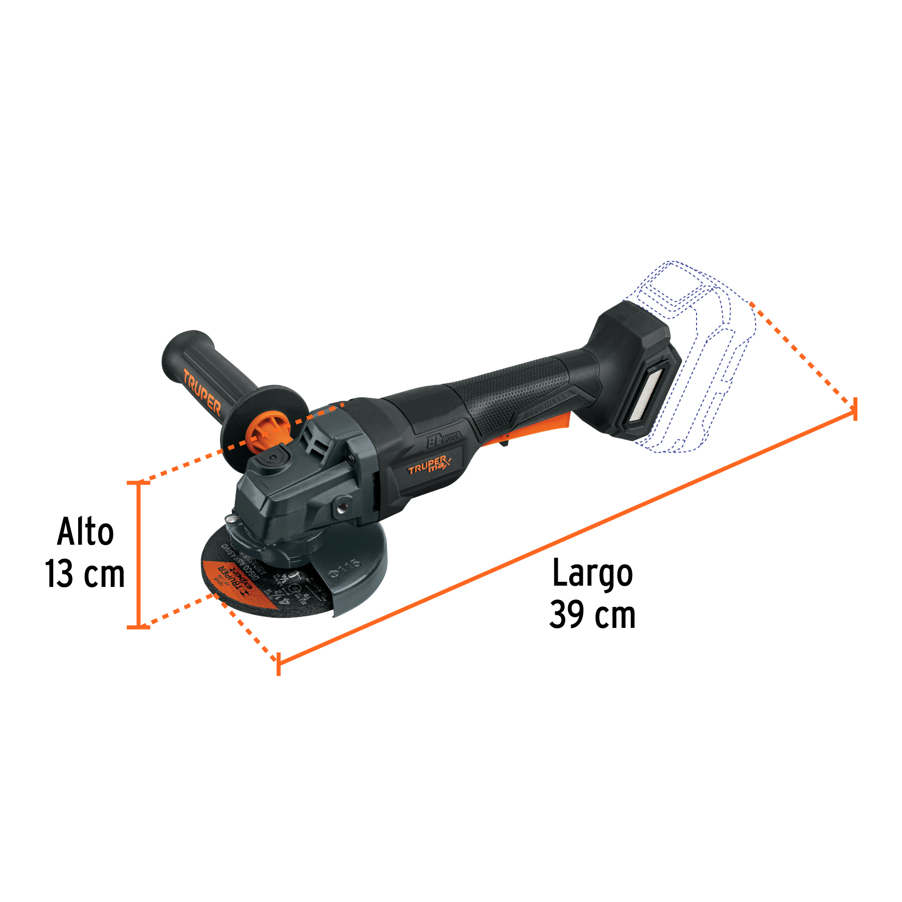 Esmeriladora 4-1/2' 20V, int. paleta, s/accesorios, MAX - Imagen 4