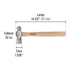 Martillo pulido de bola 32 oz mango madera, PRETUL - Imagen 4